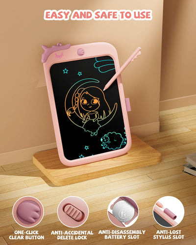10-Zoll-LCD-Schreibblock, elektronisches digitales Schreiben und Farbbildschirm-Graffiti-Brett, Geschenke für Kinder und Erwachsene 3, 4, 5, 6, 7, 8 (Rosa)