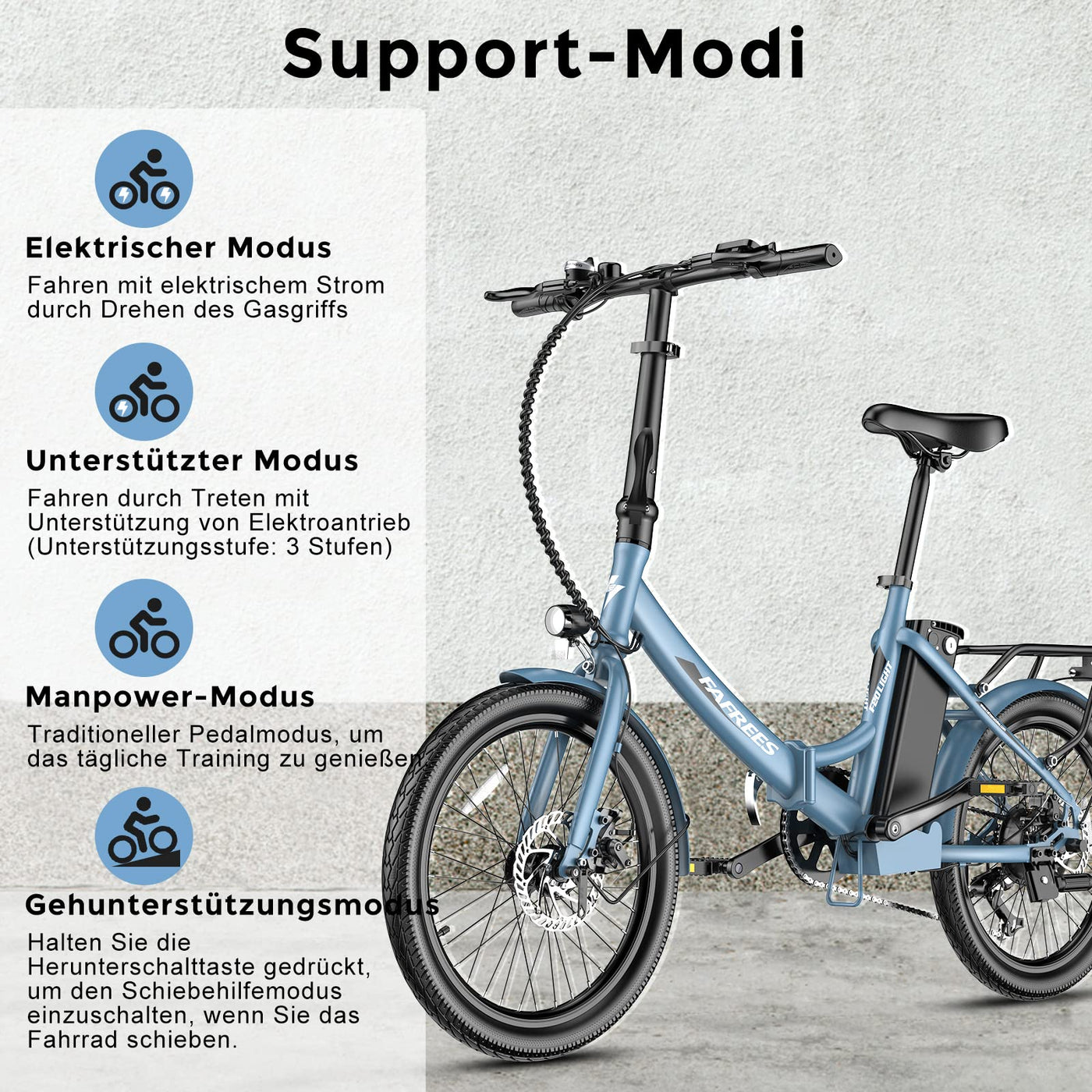 Fafrees F20 Light [ Offiziell ] E Klapprad 20 Zoll mit 36V 14,5AH Akku, Ebike 250W Elektrische Fahrrad Max. 25km/h Klappfahrrad E-Bike für 155-195CM Damen und Herren 120kg