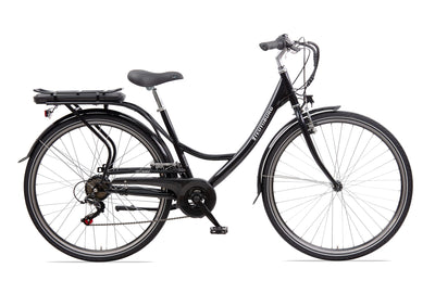 Teutoburg Senne Fahrrad Pedelec Citybike Elektrofahrrad schwarz, E-Bike 28 Zoll, 10,4 Ah/36V Lithium Ionen Akku, 7-Gang Kettenschaltung, inkl. Panzerkabelschloss