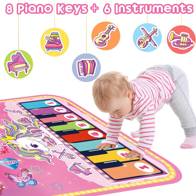 Lobyoh Baby Spielzeug 1 Jähr, 2-in-1-Musikmatte Piano Matte für Kleinkinder, Trommelspielzeug, Prinzessin Geschenke für Mädchen 1 2 3 4 5 Jahren