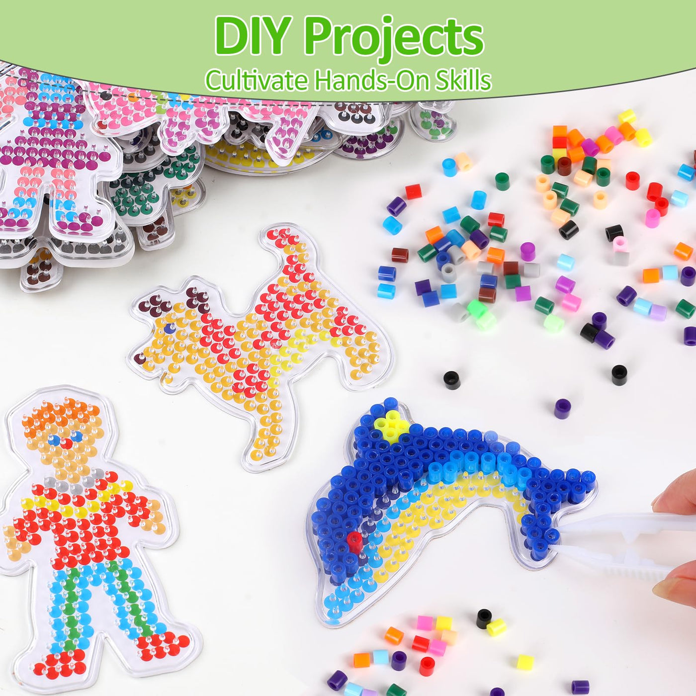 15 Stück Bügelperlen Platten, Vorlagen für Bügelperlen 5mm, TierSteckperlen Platten mit Bügelpapier Zubehör, Tier Muster Steckplatten für Kinder, Jungs, Mädchen DIY Handwerk