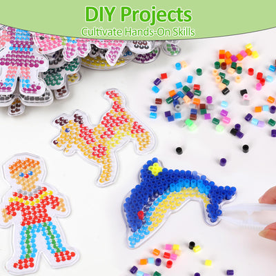 15 Stück Bügelperlen Platten, Vorlagen für Bügelperlen 5mm, TierSteckperlen Platten mit Bügelpapier Zubehör, Tier Muster Steckplatten für Kinder, Jungs, Mädchen DIY Handwerk