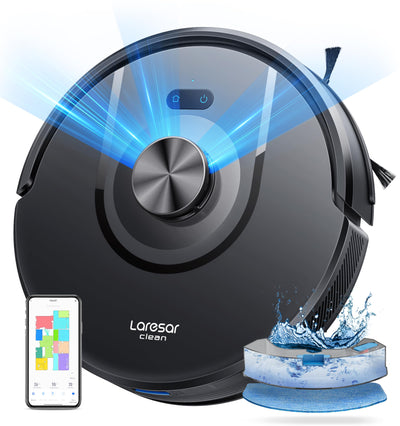 Laresar Clean Saugroboter mit Wischfunktion, Saugroboter mit LiDAR Navigation, Live-Karte, 5000Pa Staubsauger Roboter Mars01 bis zu 180Min, Ideal für Tierhaare, Teppich, Hartboden