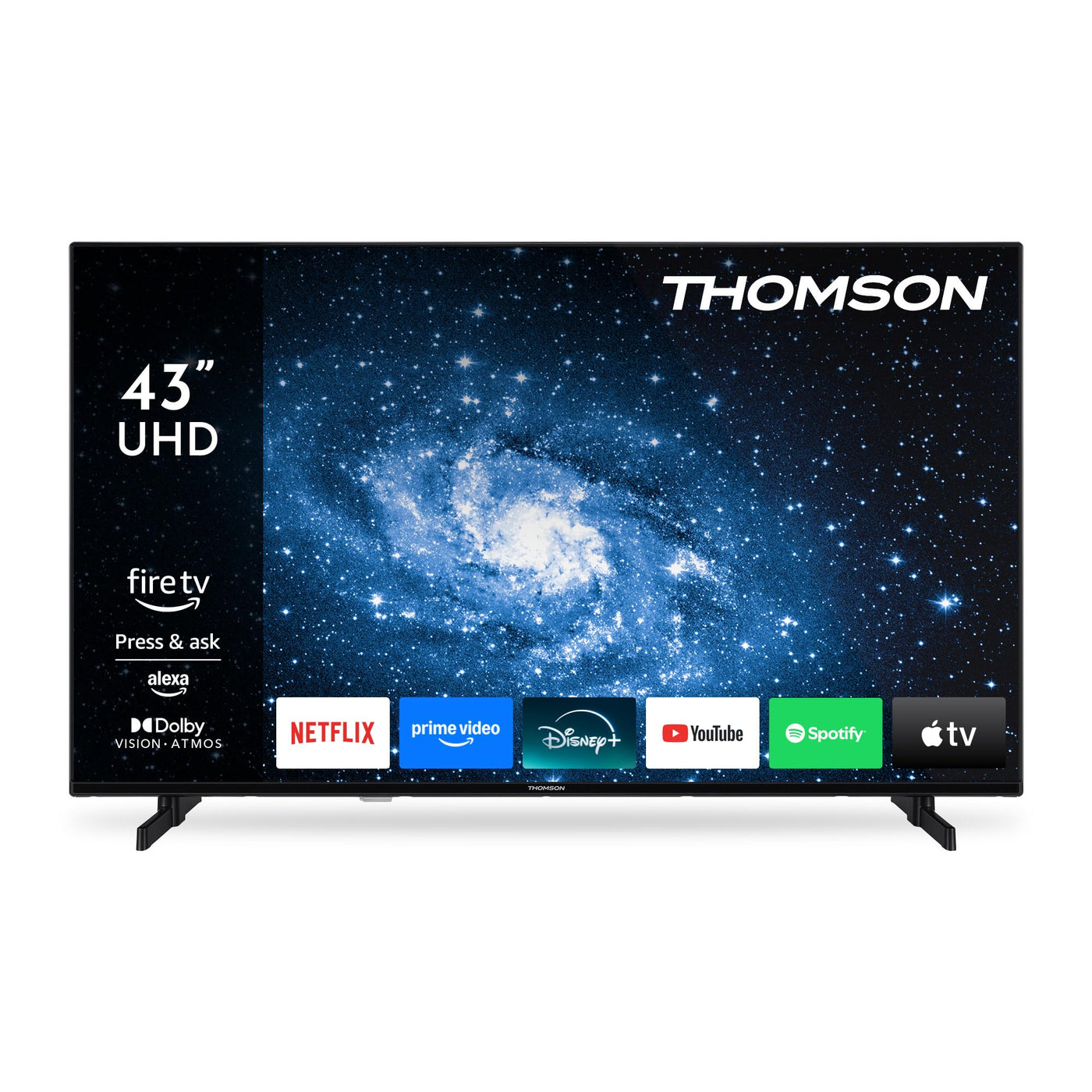 Thomson 43 Zoll (109 cm) UHD LED Smart TV mit Fire TV, Alexa Sprachsteuerung, AirPlay, Wi-Fi, Triple Tuner (Kabel/Satellit/Antenne), Bluetooth 5.0, HDMI, USB, AV IN, CI+, 43UF4S35