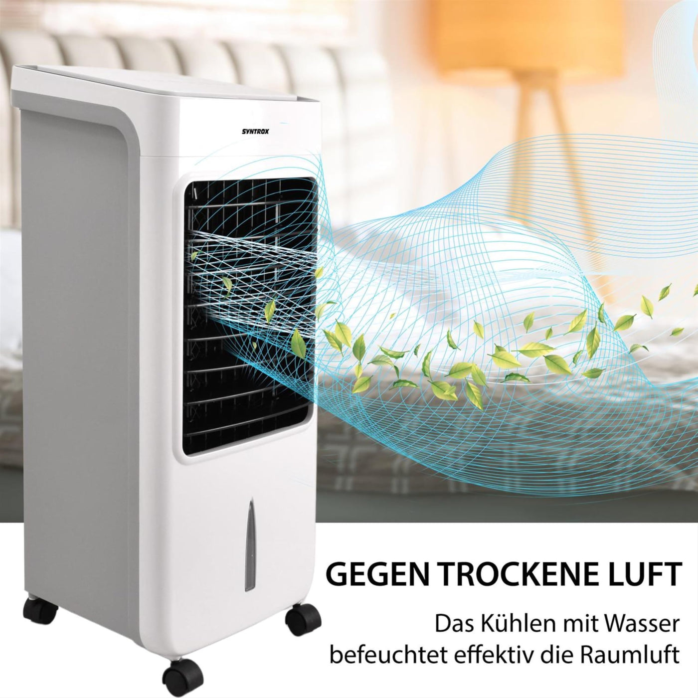 Syntrox Luftkühler mit Fernbedienung Breeze | Wasserkühler | Verdunstungskühler, Timer, Raumklimagerät, mobile Klimaanlage, Ventilator mit Befeuchtung