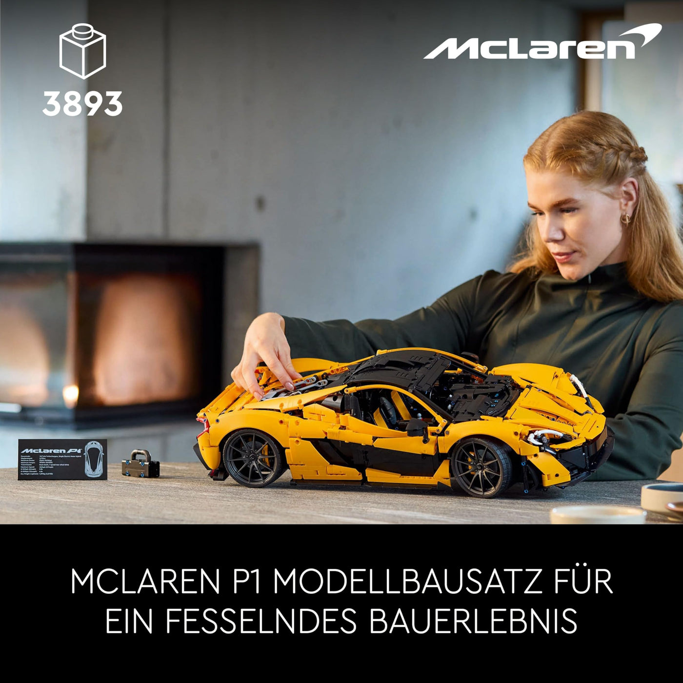 LEGO Technic McLaren P1, Set mit Supersportwagen für Erwachsene, Geschenk für Autofans, maßstabsgetreues Sammlerstück mit V8-Kolbenmotor und 7-Gang-Getriebe, Modellauto, Spielzeugauto Set 42172