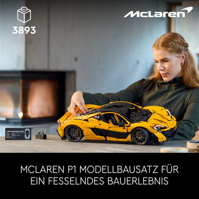 LEGO Technic McLaren P1, Set mit Supersportwagen für Erwachsene, Geschenk für Autofans, maßstabsgetreues Sammlerstück mit V8-Kolbenmotor und 7-Gang-Getriebe, Modellauto, Spielzeugauto Set 42172