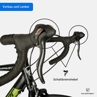 Bergsteiger Tourmalet 28 Zoll Rennrad, Aluminium Gravelbike mit Shimano 14 Gang-Schaltung, Gewicht nur 11 kg, Gravel Bike geeignet für Herren & Damen ab 170 cm