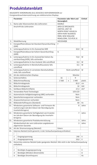 KOORUI 32 Zoll Curved Ultrawide Gaming Monitor, 2K QHD(2560x1440), 170Hz, 1ms, 1500R, VA, HDR 10, 2xHDMI (170Hz or 144Hz), DP (170Hz), AdaptiveSync, DCI-P3 90%, SRGB100%, VESA 75x75mm, Augenpflege