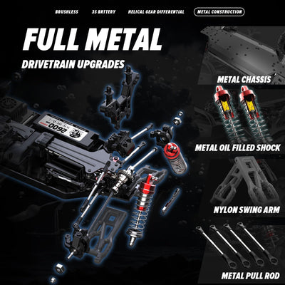 Hosim 1/8 Brushless Ferngesteuertes Auto 80 km/h, 3S Lipo 11.1V 2600mAh RTR RC Auto Offroad 4wd, RC Car Schnell Erwachsene Wasserdicht RC Monstertruck