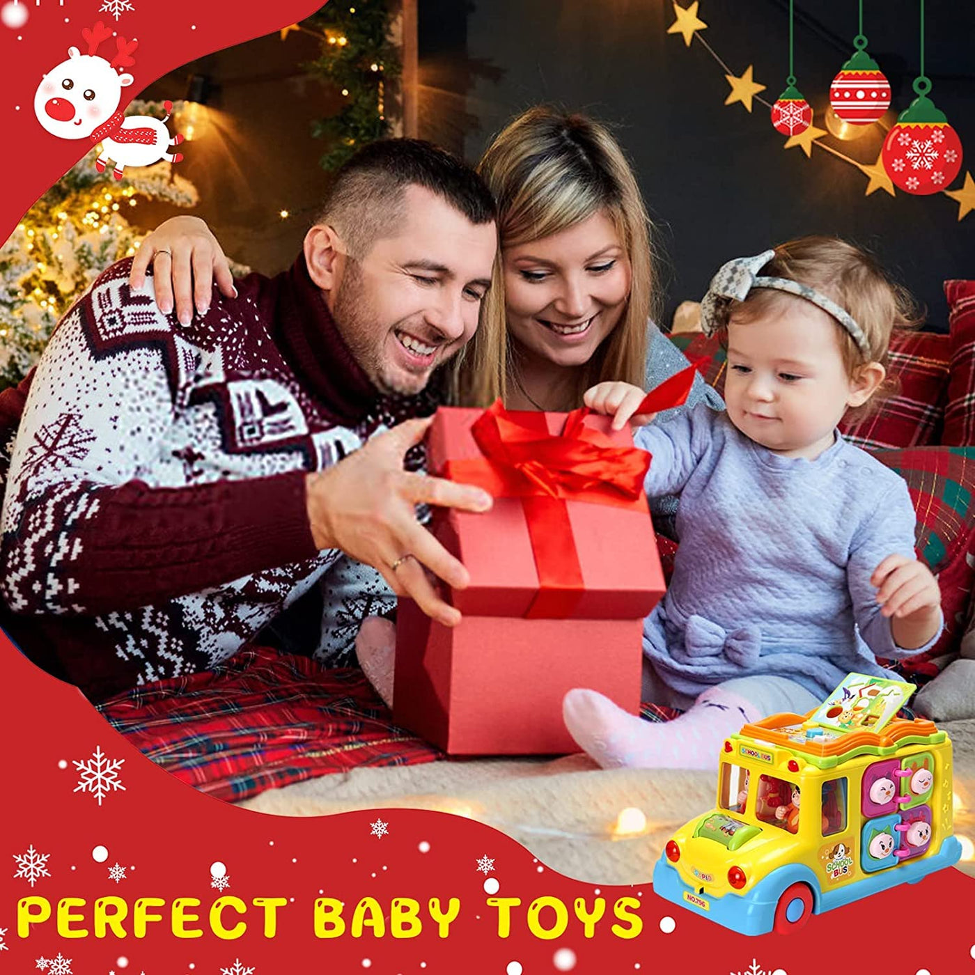 Baby Spielzeug ab 1 Jahr Pädagogisches Intellektuelles Bus Baby Spielzeug ab 12 18 Monate Tiergeräuschen/Musik/Bewegung Musikalischer Bus Kinderspielzeug ab 1 2 3 Jahre Mädchen Junge Geschenk