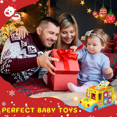 Baby Spielzeug ab 1 Jahr Pädagogisches Intellektuelles Bus Baby Spielzeug ab 12 18 Monate Tiergeräuschen/Musik/Bewegung Musikalischer Bus Kinderspielzeug ab 1 2 3 Jahre Mädchen Junge Geschenk