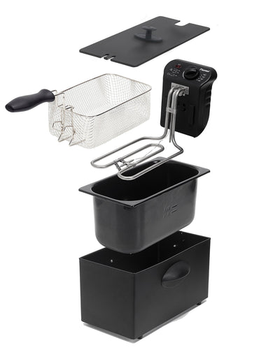 Bestron Öl-Fritteuse mit Kaltzonentechnologie, Fritteuse mit 3.5 Liter Volumen, stufenloser Temperaturregler bis 190°C, teilweise spülmaschinengeeignet, 2000 Watt, Farbe: Schwarz