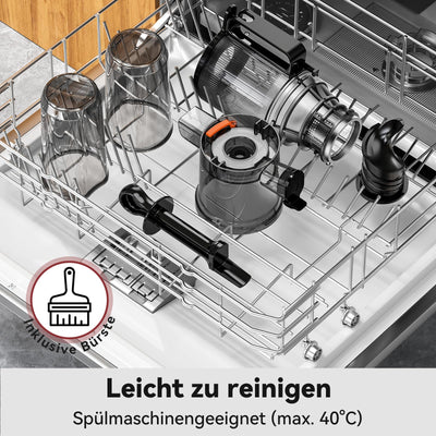 LINKChef Schnellreinigungs Entsafter, NO-Prep Entsafter Gemüse und Obst, Blitzreiniger Saftpresse Slow Juicer Testsieger mit Einfacher Installation, BPA Frei, 115mm, 1.2L, 200w Hellgrün