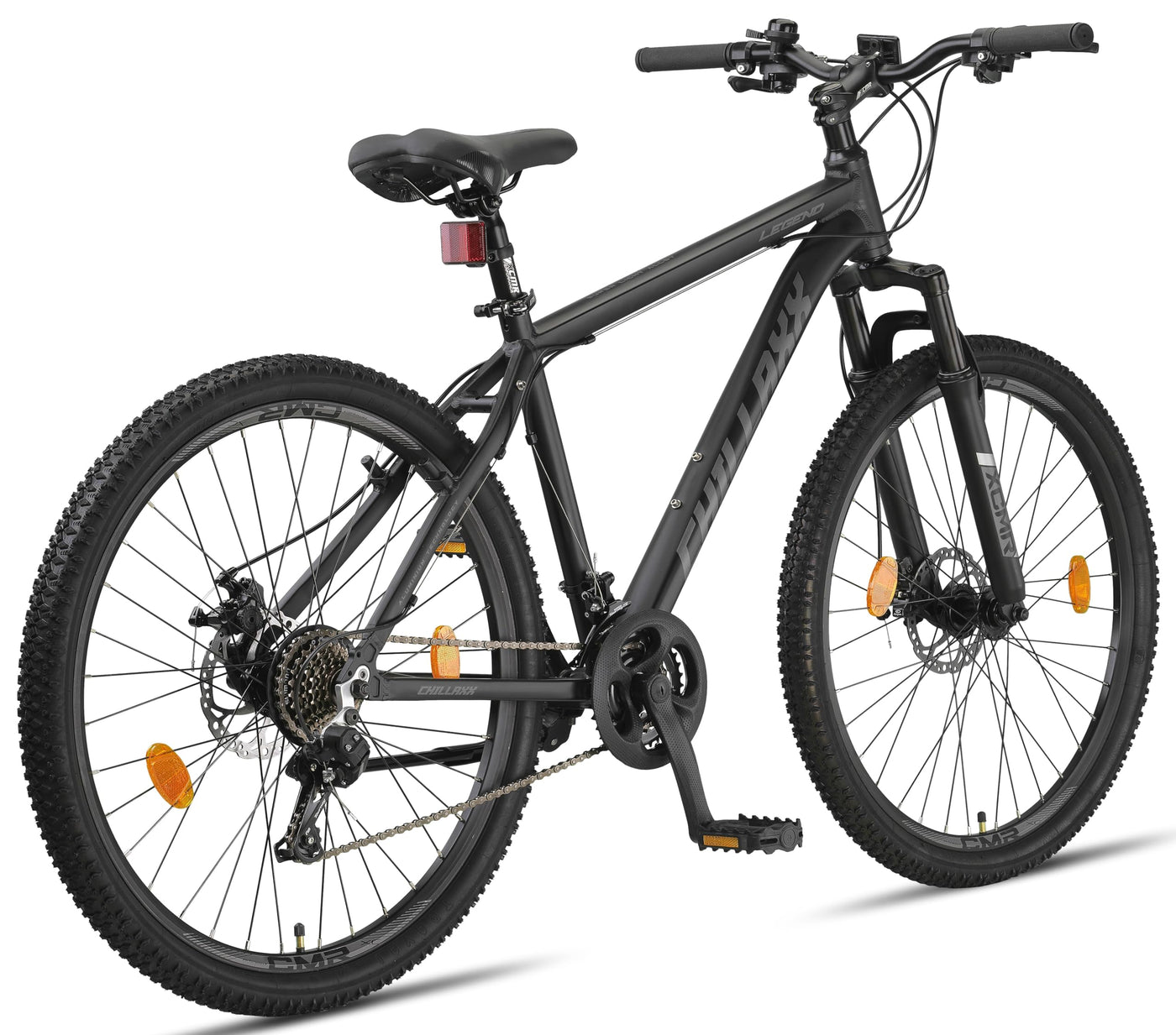 Chillaxx Bike Legend Aluminium 24, 26, 27,5 und 29 Zoll Shimano Mountainbike MTB Fahrrad für Jungen Mädchen Herren und Damen 21 Gang Schaltung Herrenrad Damenrad (27,5 Zoll, Schwarz Disc-Bremse)