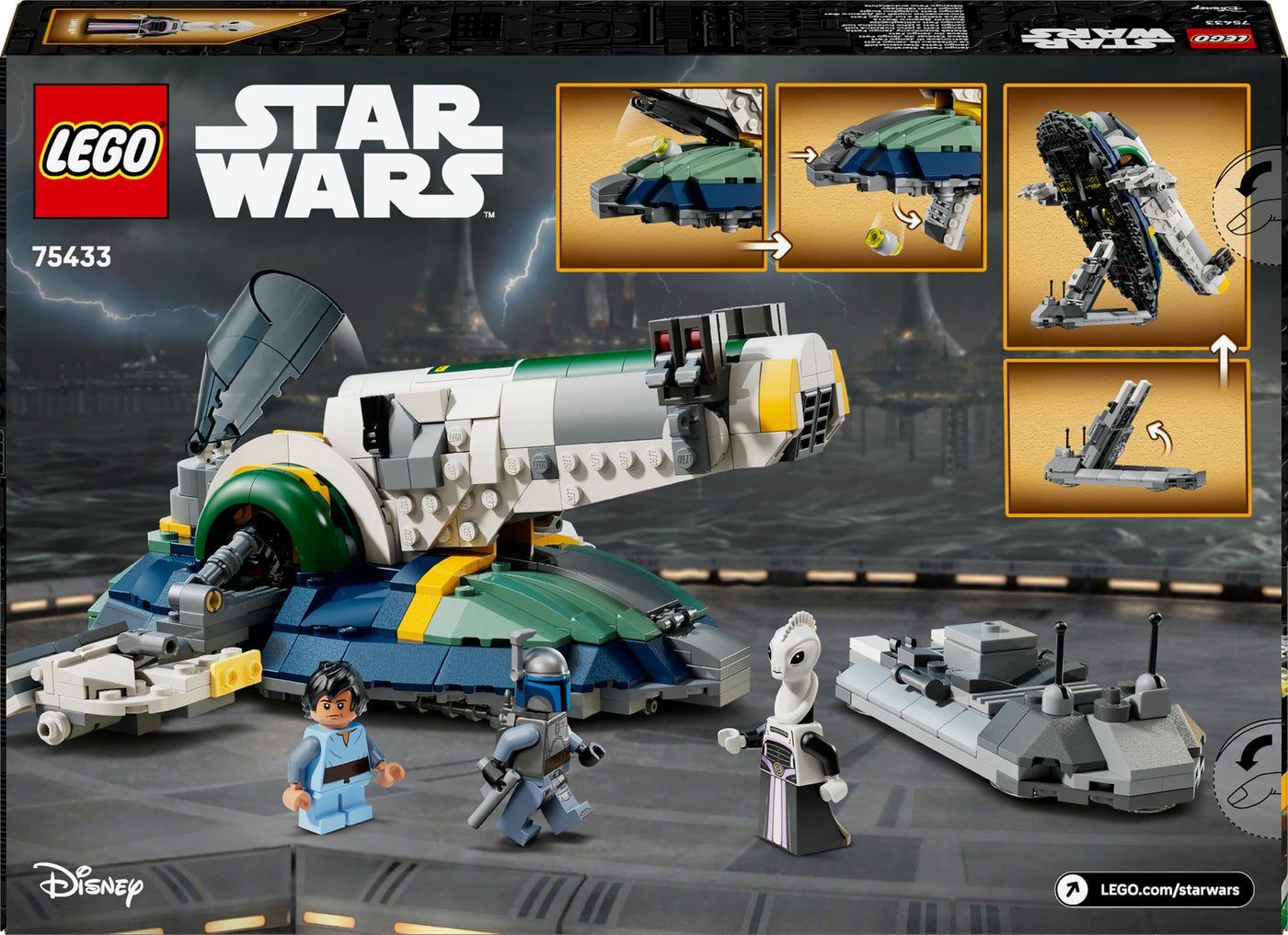 LEGO Star Wars: Angriff der Klonkrieger Jango Fetts Sternenschiff - Spielzeug für Jungen und Mädchen ab 9 Jahren - Kopfgeldjäger Minifiguren - Kreative DIY Deko - Geschenkidee für Kinder - 75433