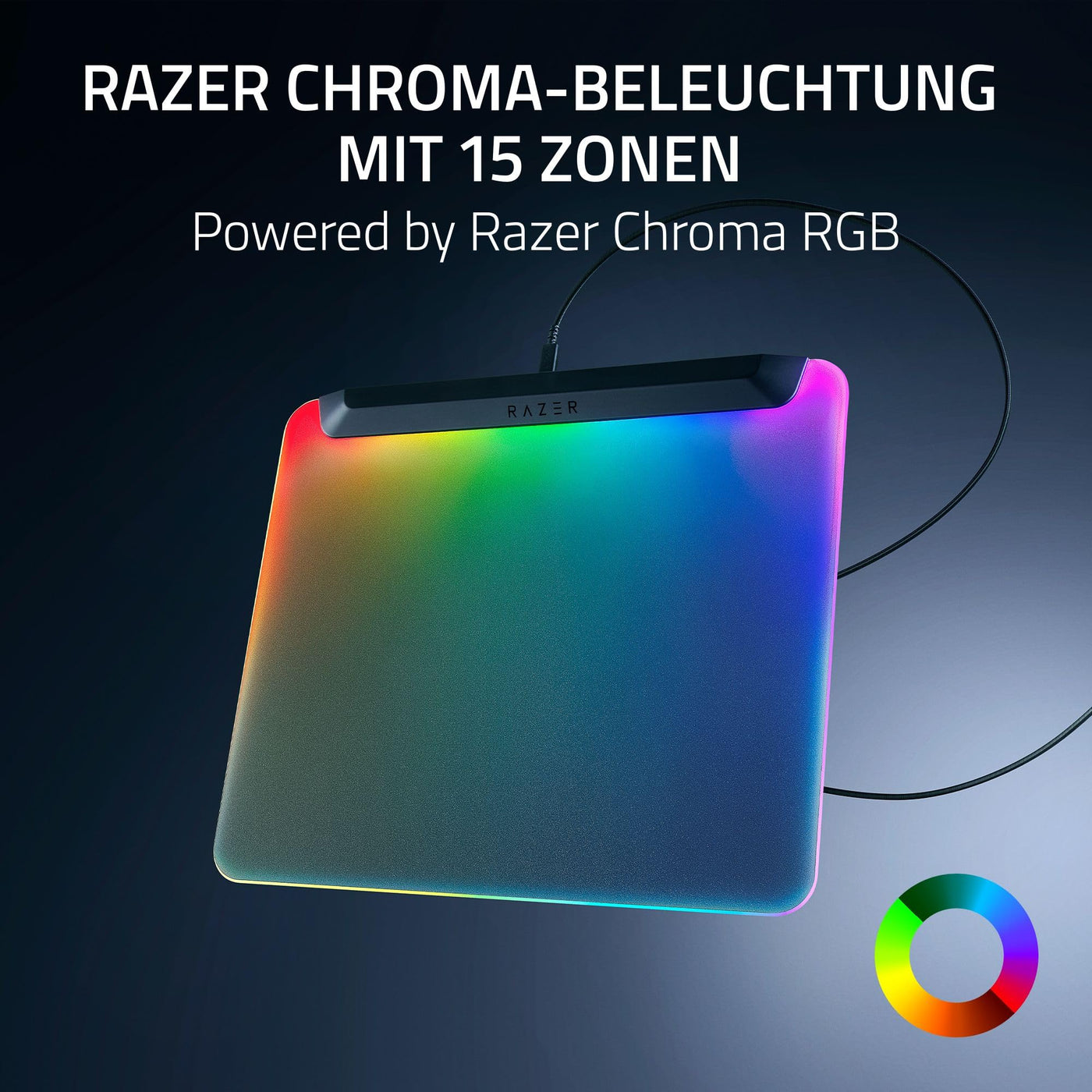 Razer Firefly V2 Pro - RGB-hintergrundbeleuchtete Gaming-Mausmatte - integrierter USB-Anschluss (15-Zonen-LED-Beleuchtung, mikrogeätzte Oberfläche für optimales Tracking, USB-C Kabel) Schwarz