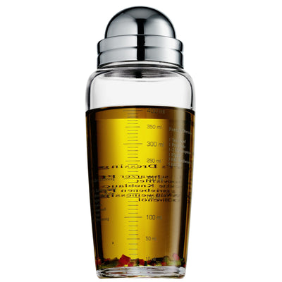 WMF Salat Dressingshaker 400ml, Glasbehälter mit Skalierung, mit 5 aufgedruckte Rezepte, Glas, Cromargan Edelstahl, spülmaschinengeeignet