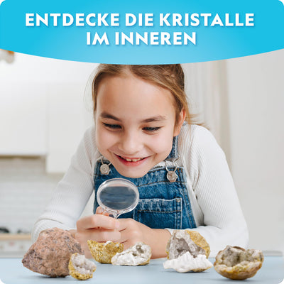 Blue Marble NATIONAL Geographic 10 Premium-Geoden zum Aufbrechen – Inkl. Schutzbrille & Ständer – Mint-Experimentierset, Geologie-Geschenk für Kinder