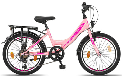 Licorne Bike Stella Premium City Bike 20 Zoll 6 Gang Fahrrad für Mädchen Herren und Damen 21 Gang Holland Citybike (Rosa 20 Zoll)…