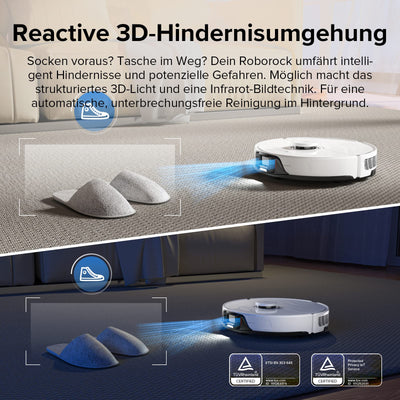 roborock S8 Saugroboter mit Doppelbürste & 6000Pa & 3D strukturierte leichte Hindernisvermeidung Staubsauger Roboter Kompatibel mit Alexa für Tierhaare (Upgrade S7)