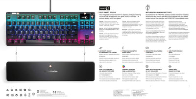 SteelSeries Apex 7 TKL - Mechanische Gaming-Tastatur – Kompakt (TKL) – OLED Smart Display – Rot Schalter – Deutsches (QWERTZ) Layout - Kompakt (TKL)
