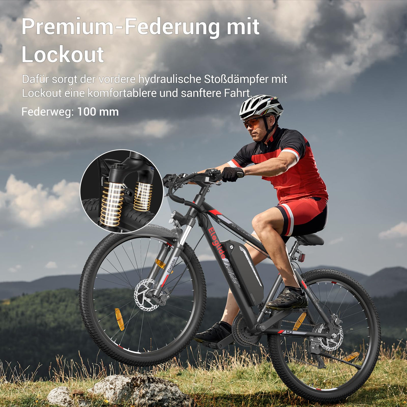 Eleglide E Bike Herren Damen mit 36V 15Ah Abnehmbarer Akku, 27,5/29 Zoll Offroad E Mountainbike, Elektrofahrrad Pedelec mit APP, 24 Gänge Schaltung, Reichweite bis zu 125 KM (MTB-2 29 Zoll)