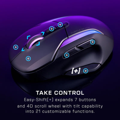 Turtle Beach Kone II Air – Kabellose, ergonomische RGB-Gaming-Maus, 350-Stunden-Akku, optischer 26K DPI Sensor, 21 programmierbare Funktionen, 4D-Free-Spin-Scroll-Rad, Schwarz