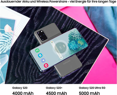Samsung Galaxy S20+ 5G Smartphone, Triple Kamera 64 MP, 12 GB RAM, Hybrid SIM, Android 10 to 13 - Deutsche Version (128 GB, Cosmic Schwarz)