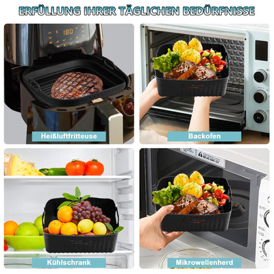 Heißluftfritteuse Zubehör 21cm, Airfryer Zubehör Kompatibel für Philips Airfryer XL 6,2L, COSORI 5,5L 4,7L, Cecotec 6L Airfryer Silikonform Pot, Wiederverwendbar Air Fryer Accessories- 4 stk