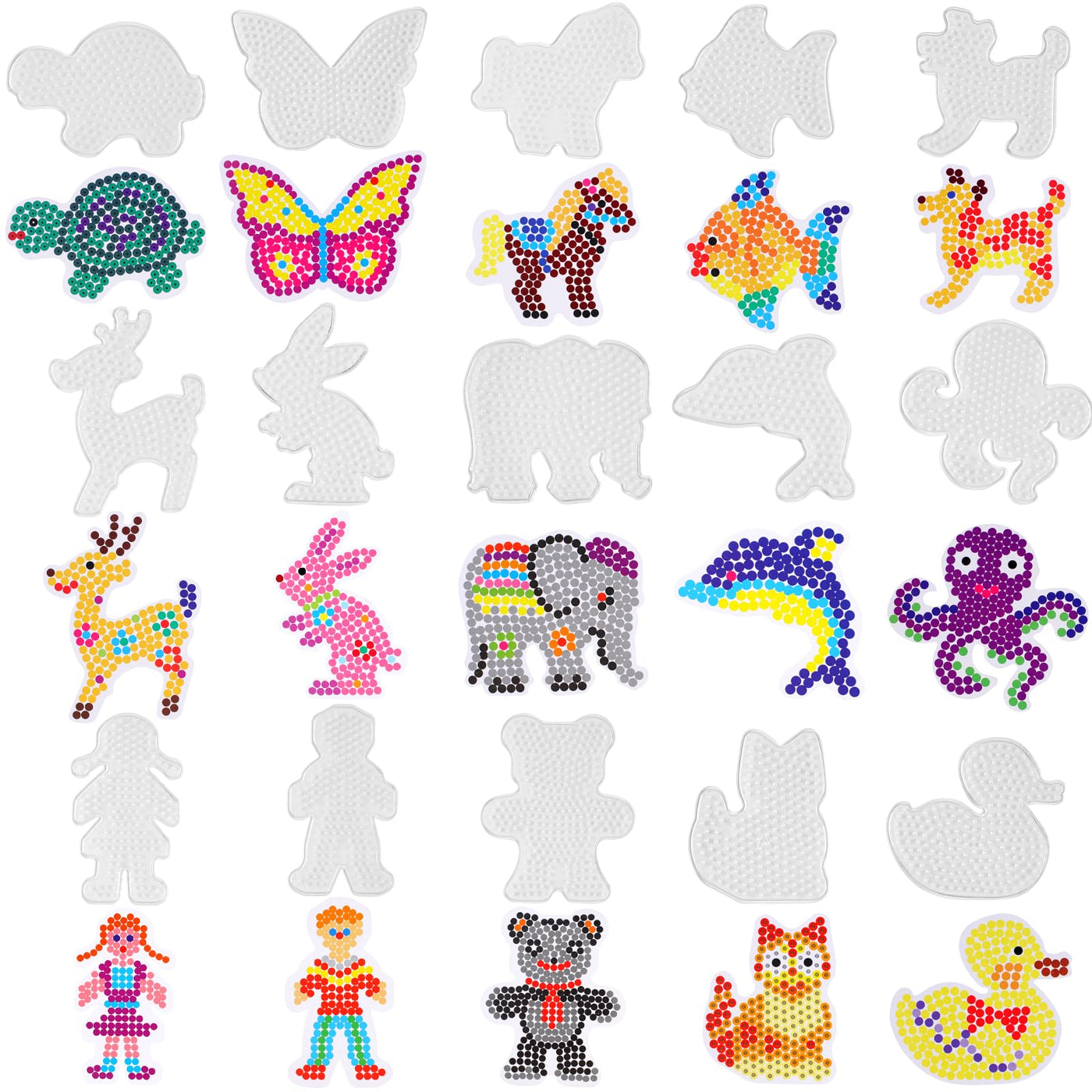 15 Stück Bügelperlen Platten, Vorlagen für Bügelperlen 5mm, TierSteckperlen Platten mit Bügelpapier Zubehör, Tier Muster Steckplatten für Kinder, Jungs, Mädchen DIY Handwerk