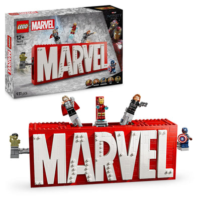 LEGO Marvel: Marvel Logo & Minifiguren - Sammlerstück inkl. Hulk, Thor, Iron Man, Black Widow und Captain America - Bauset mit Avengers Figuren - Geschenk für Jungen und Mädchen ab 12 Jahren 76313