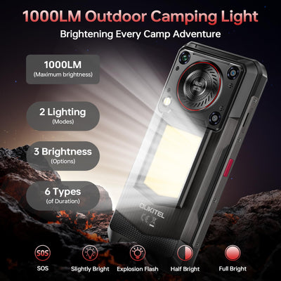 OUKITEL WP56 5G Outdoor Smartphone - 36GB+512GB/2TB 16000mAh 108MP Android 15 Outdoor Handy 128DB Lautsprecher 6,8" FHD+ 120Hz baustellenhandy 1000LM Campinglicht, IP68 Wasserdicht/NFC/GPS/OTG/BT5.2
