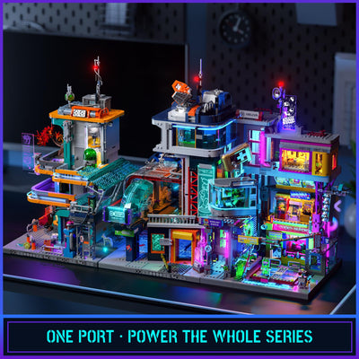 Lumibricks Cyberpunk Spielhalle Licht Bausteine Set – 2580 Klemmbausteine, Modulares Gebäude mit abnehmbaren Mechanismen, Geschenkidee für Erwachsene & Sci-Fi Fans