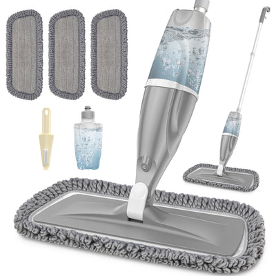 Wischmopp mit Sprühfunktion – EXEGO Bodenwischer mit Sprühmopp Spray Mop Floor Mop mit 3X Wischpads Staubwischer Nasswischer für Schnelle Reinigung Hartholz, Marmor, Holz, Laminat, Fliesen