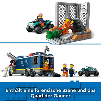 LEGO City Polizeitruck mit Labor, Polizei-Set mit Quad und LKW-Spielzeug für Kinder, Geschenk für Jungs und Mädchen ab 7 Jahre, plus 5 Minifiguren – 2 Polizisten, 1 Wissenschaftler und 2 Ganoven 60418