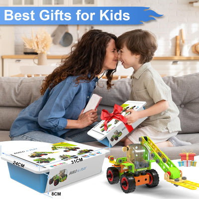 MOONTOY 14 Modelle Konstruktionsspielzeug ab 4 5 6 7 8 9 Jahr,Kreatives Lernspielzeug Bauspielzeug im 218 Teile Bauen Kinder ab 5,Bausteine STEM Baukasten Spielzeug Geschenk für Jungen Mädchen