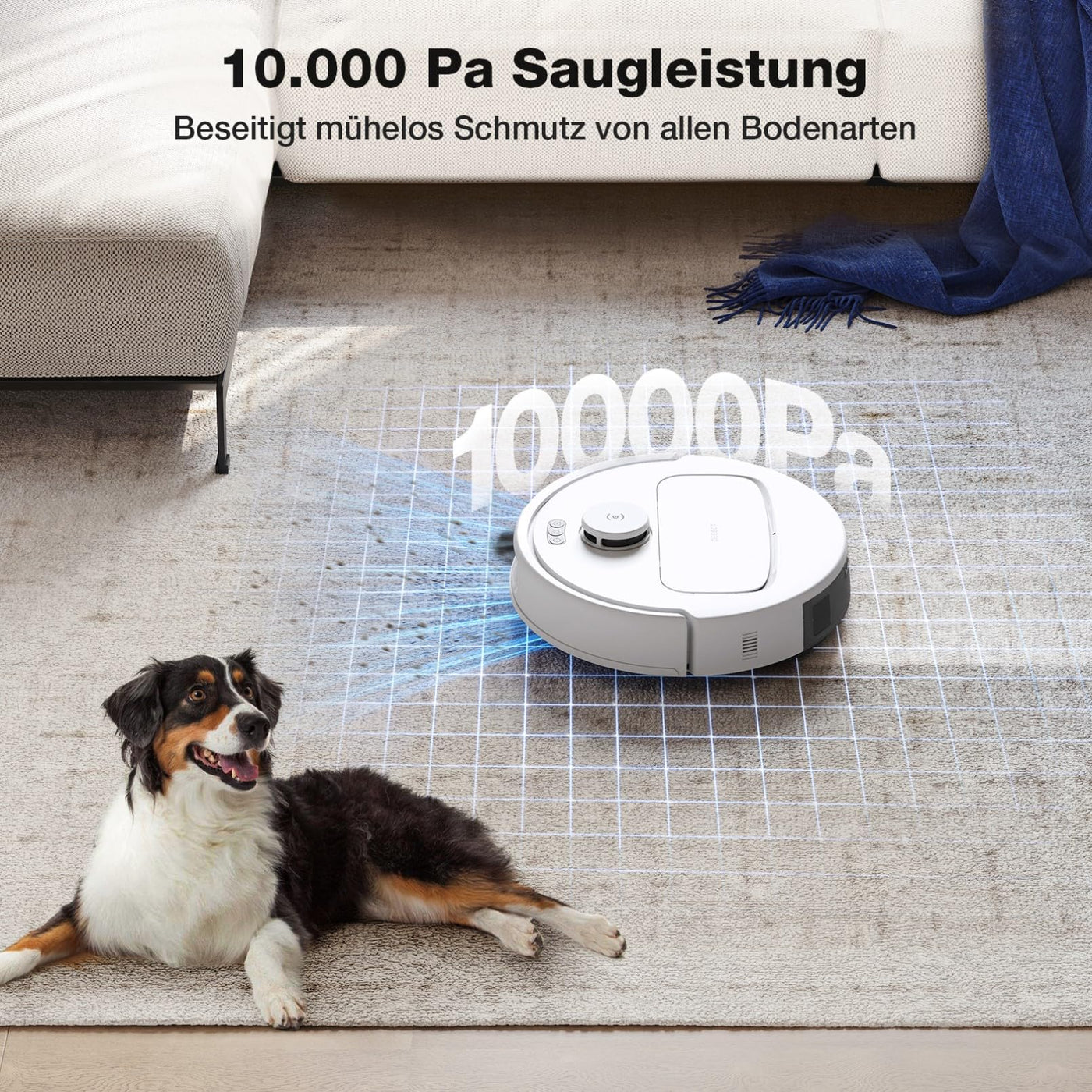 ECOVACS DEEBOT N30 PRO Omni Saugroboter mit Wischfunktion, 10.000 Pa Saugleistung, ZeroTangle 2.0-Technologie, TruEdge Kantenreinigung, 60℃ Heißwasser Wischmopp Reinigung, Heißlufttrocknung,Weiß
