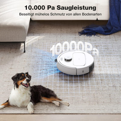 ECOVACS DEEBOT N30 PRO Omni Saugroboter mit Wischfunktion, 10.000 Pa Saugleistung, ZeroTangle 2.0-Technologie, TruEdge Kantenreinigung, 60℃ Heißwasser Wischmopp Reinigung, Heißlufttrocknung,Weiß