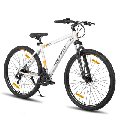HILAND 29 Zoll Mountainbike, Aluminiumrahmen 21 Gang Schaltung MTB mit Scheibenbremse Federgabel, Mountainbike für Männer Grau