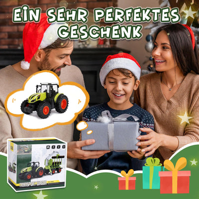 IEEILULU Ferngesteuerter Traktor Ferngesteuert, RC Traktor Spielzeug, 2.4 Ghz, 1:24, Traktor mit Anhänger, Holzgreifer, Frontlader und 4 Baumstämmen, Holztransporter Spielzeug ab 3 4 5 6 Jahre