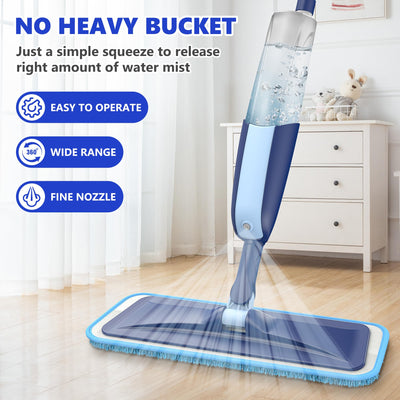 Sprühwischer Bodenwischer mit Sprühfunktion, MANGOTIME Wischer mit Sprühfunktion Spray Mop wischmopp mit wassertank und 4 wischpads für Schnelle Reinigung Hartholz, Marmor, Holz, Laminat, Fliesen