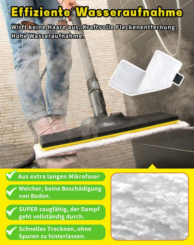 SOSALUK 8er Set für Kärcher Dampfreiniger Zubehör Ersatztücher für Kärcher SC1 SC2 SC3 SC4 SC5 SI4-6 Bodentücher + 2 Mikrofaser-Überzüge - kompatibel mit Kärcher Dampfreiniger Easy Fix