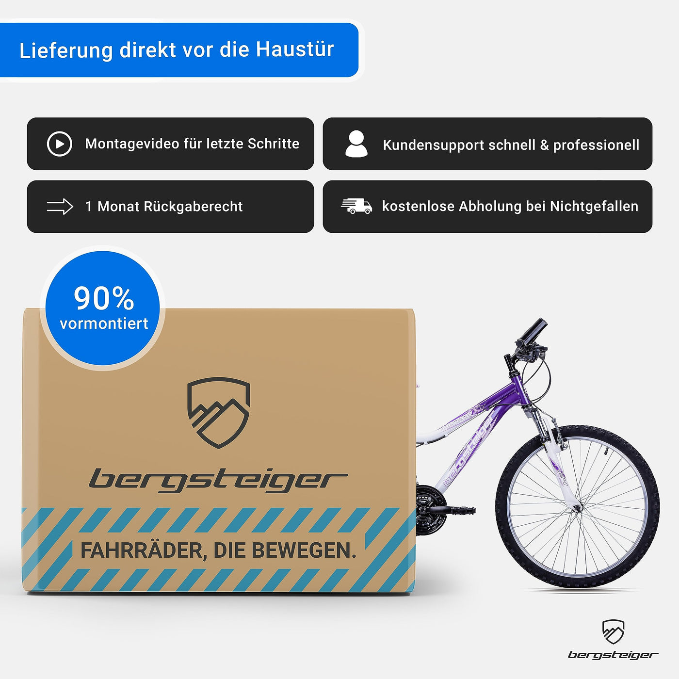 Bergsteiger Verona 24 Zoll Kinderfahrrad, geeignet für 8, 9, 10, 11 Jahre, 18 Gang-Schaltung, Mountainbike mit Gabel-Federung, Mädchen-Fahrrad