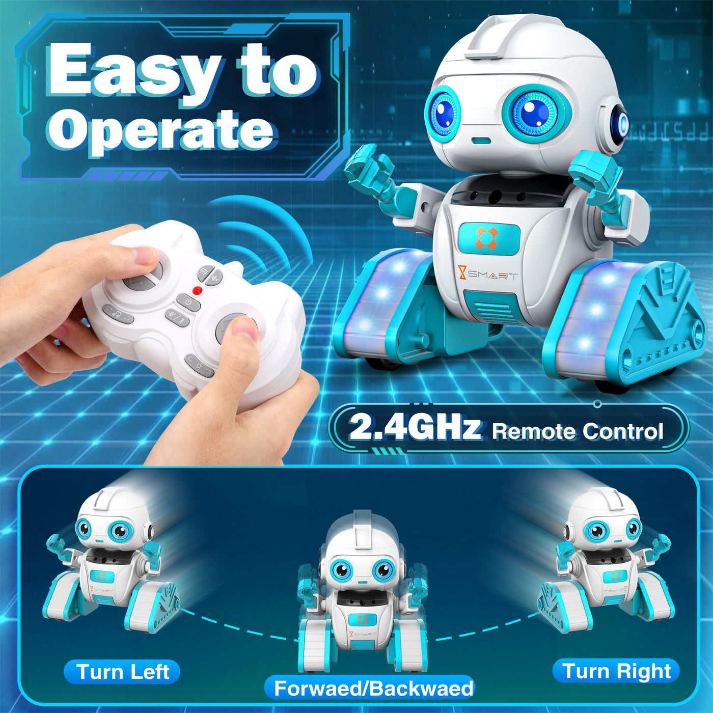 Subtail Roboter Kinder Spielzeug - Wiederaufladbar und Projizierbar - RC-Roboter mit LED-Augen und Musik - Robot Spielzeug ab 3 4 5 6 7 8 9 10 Jahre Jungen - Gestensensor Kinderspielzeug Geschenk