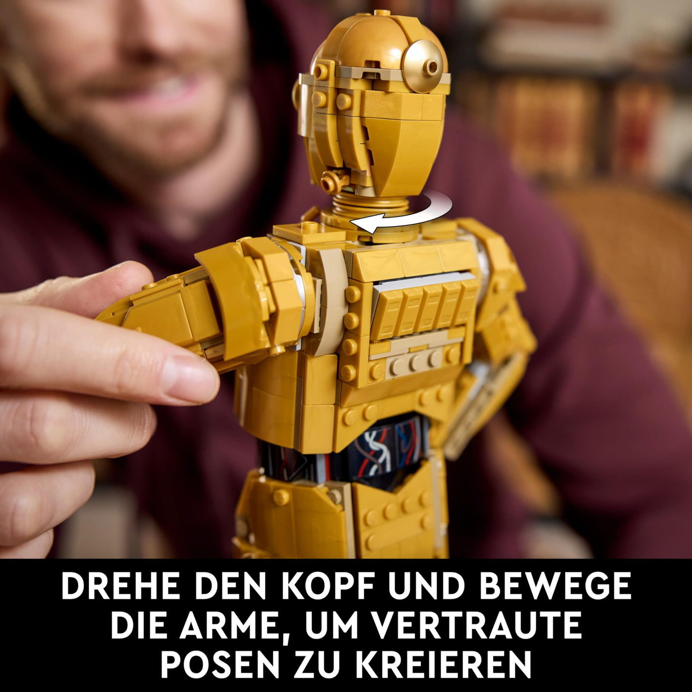 LEGO Star Wars 75398 C-3PO Figur – Sammler Modell für Erwachsene – mit Ständer, Infotafel und Minifigur zum Bauen, Spielen und Ausstellen – Geschenkidee für Fans