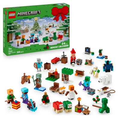 LEGO Minecraft Adventskalender 2025 - Weihnachten Spielzeug für Jungen & Mädchen ab 7 Jahren - 24 Überraschungen inkl. Minifiguren & Mini-Modellen - Kinder Spielset - Gaming Geschenk zum Advent 21280