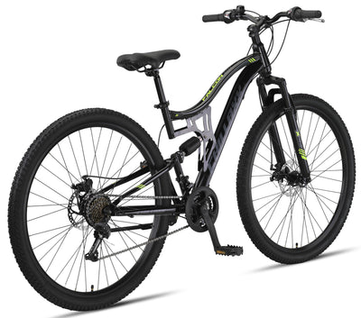 Chillaxx Bike Falcon Premium Mountainbike in 24 und 26 Zoll - Fahrrad für Jungen, Mädchen, Damen und Herren - Scheibenbremse- 21 Gang-Schaltung - Vollfederung (Schwarz-Disc-Bremse, 29 Zoll)