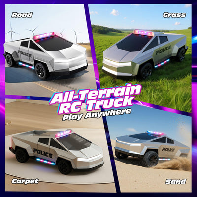 Tecnock Ferngesteuertes Auto für Kinder, 1:18 Maßstab Polizeiauto mit LED-Lichtern, 2 wiederaufladbare Batterien, 2,4GHz All-Terrain RC Auto, Spielzeug Geschenk für Jungen & Mädchen ab 3–12 Jahren+