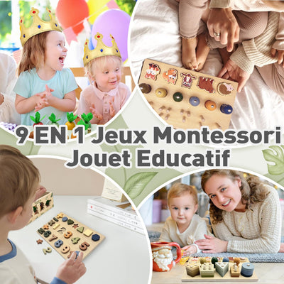 Montessori Spielzeug ab 1 Jahr, Motorikwürfel Aktivitätswürfel aus Holz 9 in 1, Safari Motorikspielzeug Holzspielzeug ab 1 2 3 Jahre, Baby Spielzeug Montessori Geschenk Mädchen Jungen 1 2 3 4 jahre